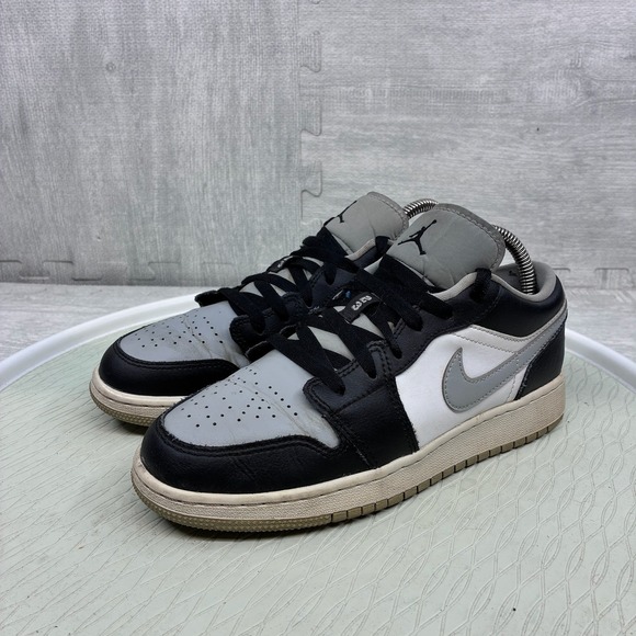 Jordan Other - Jordan 1 Low Kids Size 6Y Black Grey White Shadow Leather Sneakers 553560-039